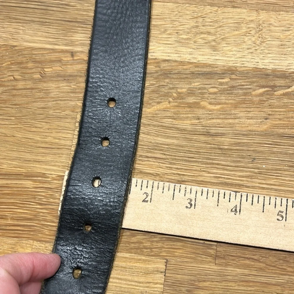 Fossil Distressed Black Leather Belt w/ Silver Tone Buckle, Men’s Size 42
